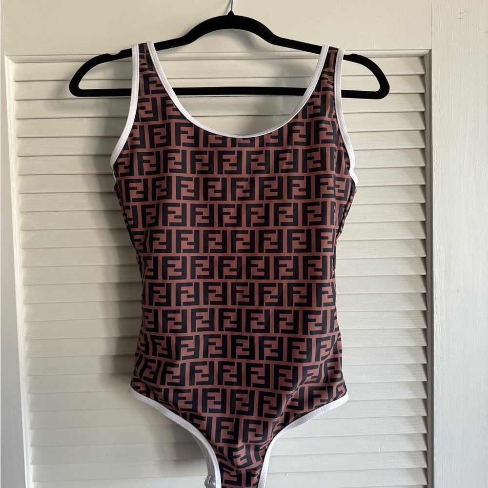 Fendi Black/Brown XL One Piece Swimsuit
